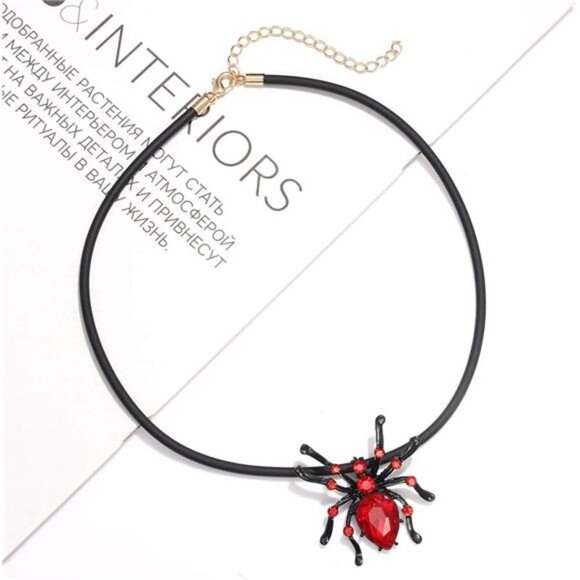 jewelry Halloween Choker Ncklace for Women Crystal Spider Pendant Necklace - Picture 3 of 4